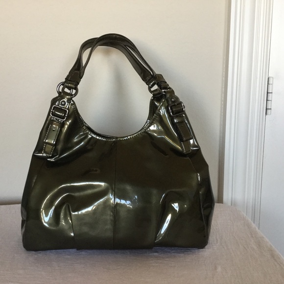 Coach Patent Leather Edie Shoulder Bag, Dark Green - Picture 2 of 11